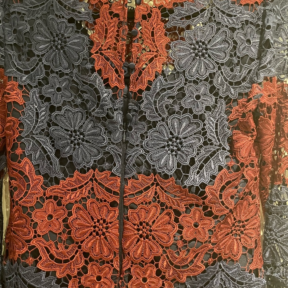 Blue and Maroon Lace Dress